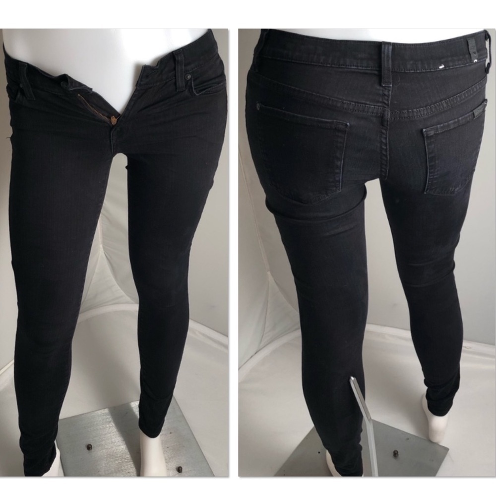 7 for all mankind black skinny jeans 24
